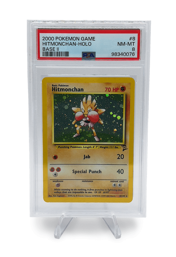 HITMONCHAN HOLO 8/130 PSA NEAR MINT 8 - Pokemon Game Base Set 2 2000 BuyGradedCards HITMONCHAN HOLO 8/130 PSA NEAR MINT 8 - Pokemon Game Base Set 2 2000 BuyGradedCards