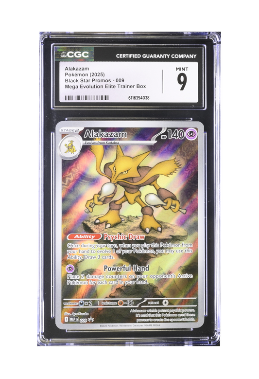 ALAKAZAM MEP009 CGC MINT 9 - Mega Evolution ETB Black Star Promo 2025