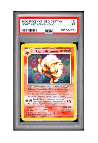 LIGHT ARCANINE HOLO 12/105 PSA PR 1 - Pokemon Neo Destiny 2002