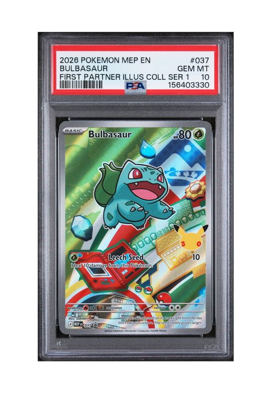 BULBASAUR MEP037 PSA GEM MINT 10 - First Partner Illustration Collection Series 1 Promo 2026