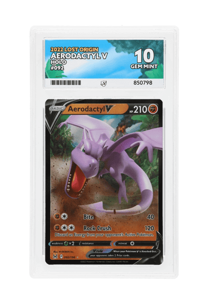 BuyGradedCards AERODACTYL V HOLO 092/196 ACE GEM MINT 10 - Lost Origin 2022