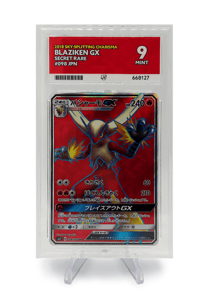 BuyGradedCards BLAZIKEN GX SR 098/096 ACE MINT 9 - Sky-Splitting Charisma 2018