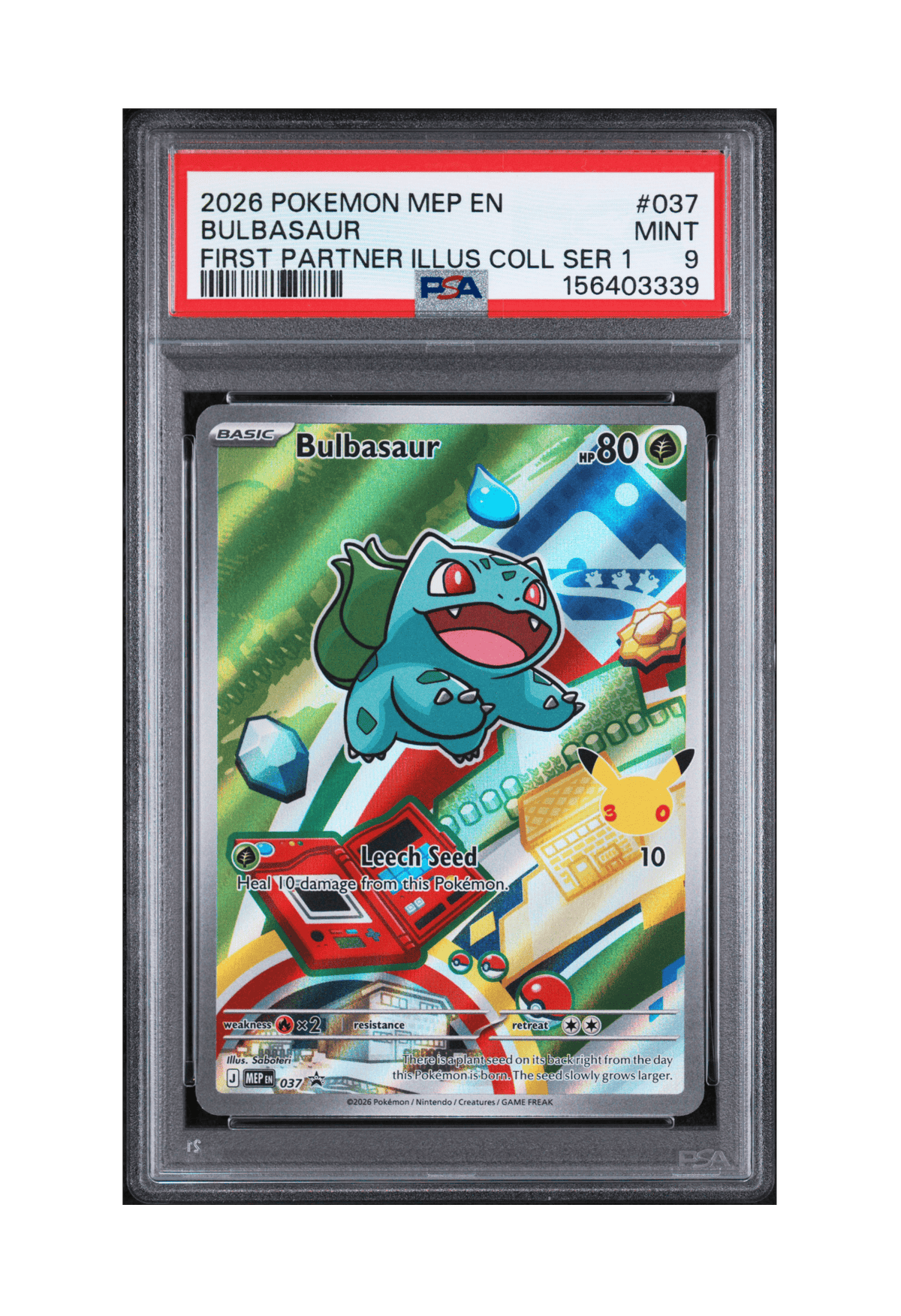BuyGradedCards BULBASAUR MEP037 PSA MINT 9 - First Partner Illustration Collection Series 1 Promo 2026
