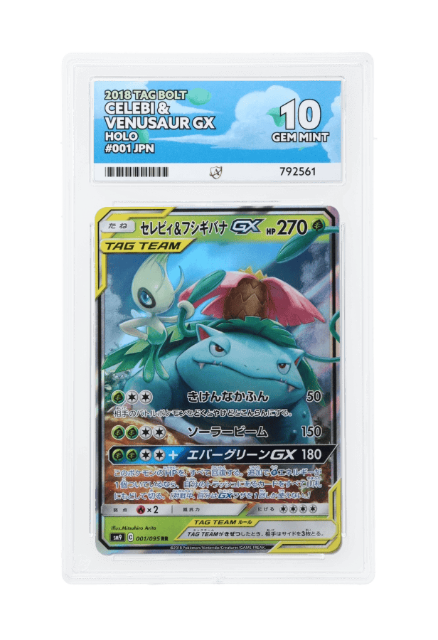 BuyGradedCards CELEBI & VENUSAUR GX HOLO 001/095 ACE GEM MINT 10 - Tag Bolt 2018