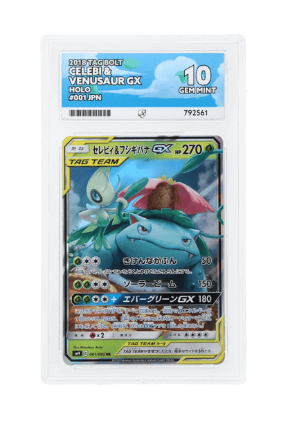 BuyGradedCards CELEBI & VENUSAUR GX HOLO 001/095 ACE GEM MINT 10 - Tag Bolt 2018