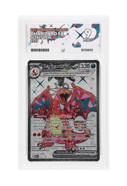 BuyGradedCards CHARIZARD EX SR 215/197 ACE MINT 9 - Obsidian Flames 2023