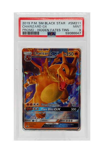 BuyGradedCards CHARIZARD GX SM211 PSA MINT 9 - Hidden Fates Tins Black Star Promo 2019