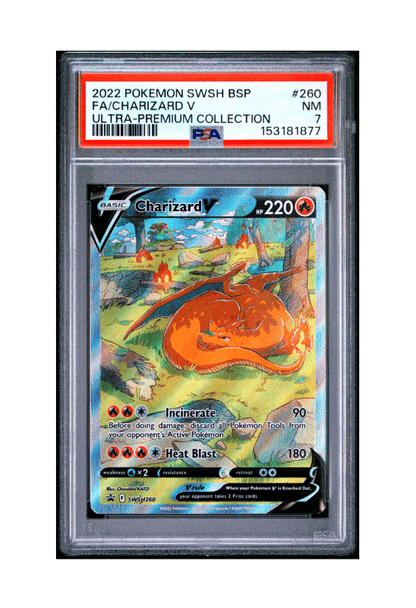 BuyGradedCards CHARIZARD V PROMO SWSH260 PSA NM 7 - Ultra-Premium Collection Black Star Promo 2022