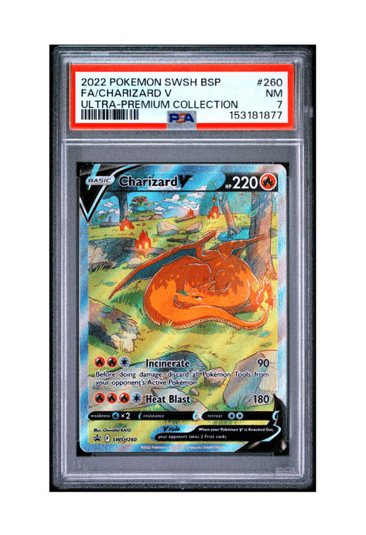 BuyGradedCards CHARIZARD V PROMO SWSH260 PSA NM 7 - Ultra-Premium Collection Black Star Promo 2022