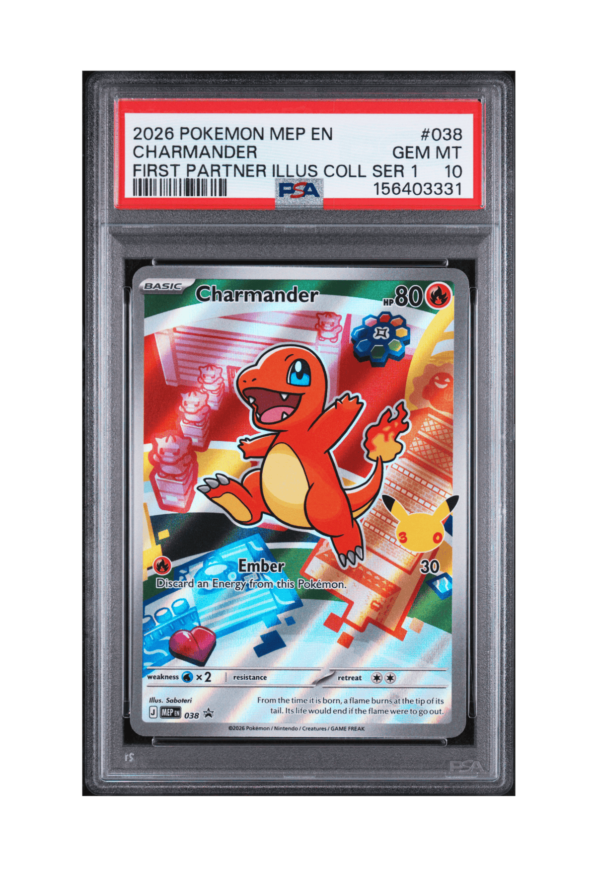 BuyGradedCards CHARMANDER MEP038 PSA GEM MINT 10 - First Partner Illustration Collection Series 1 Promo 2026