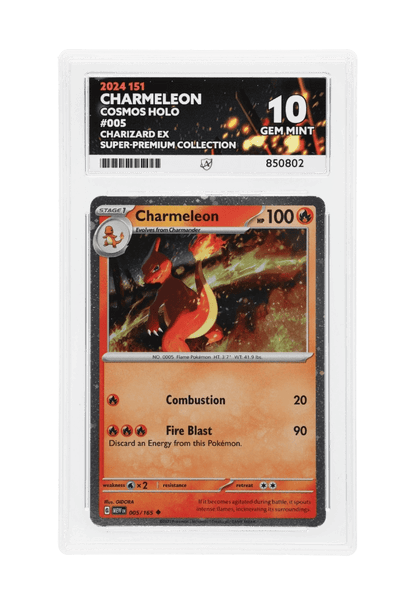 BuyGradedCards CHARMELEON COSMOS HOLO 005/165 ACE GEM MINT 10 - 151 Charizard EX Super-Premium Collection 2024