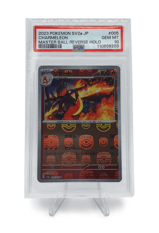 BuyGradedCards CHARMELEON MASTERBALL REVERSE HOLO 005/165 PSA GEM MINT 10 – Pokémon Japanese 151 2023