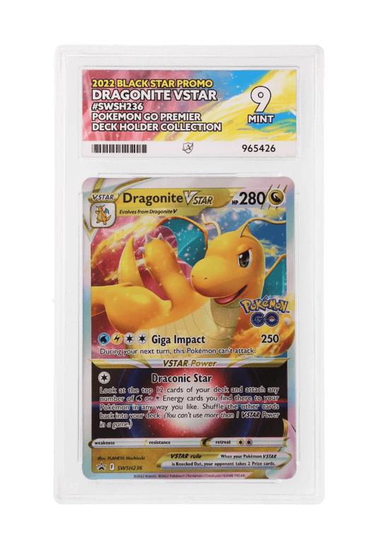 BuyGradedCards DRAGONITE VSTAR SWSH236 ACE MINT 9 - Pokemon GO Premier Deckholder Collection Black Star Promo 2022