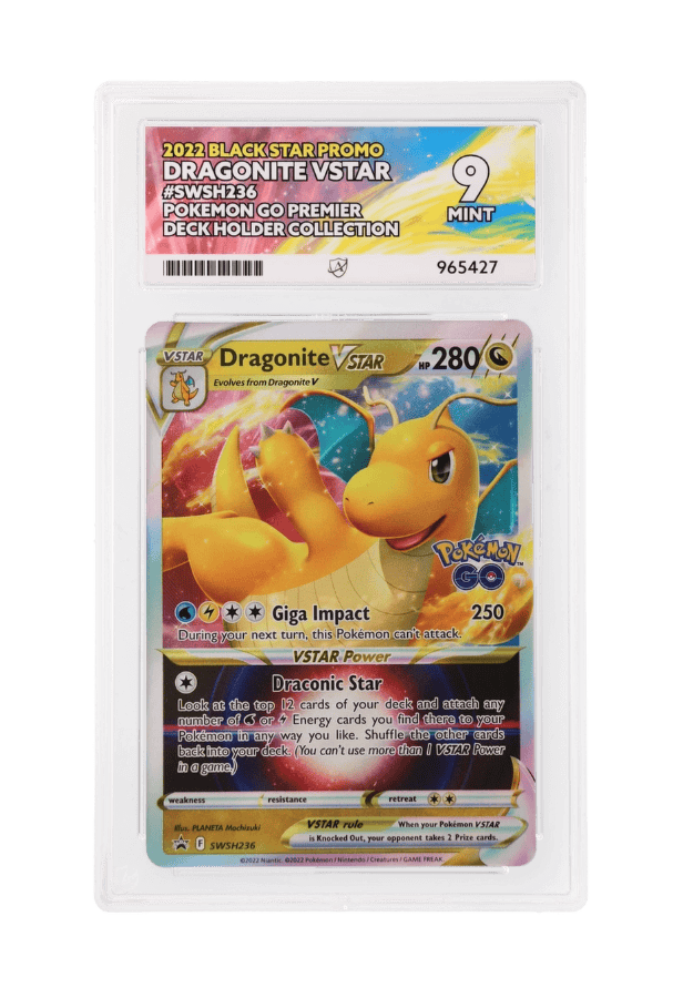 BuyGradedCards DRAGONITE VSTAR SWSH236 ACE MINT 9 - Pokemon GO Premier Deckholder Collection Black Star Promo 2022