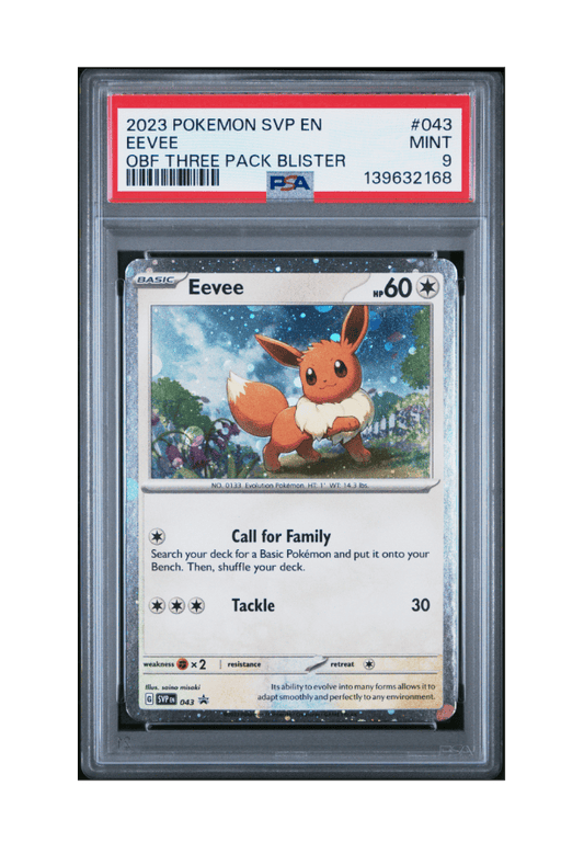 BuyGradedCards EEVEE SVP043 PSA MINT 9 - Blister Pack Black Star Promo 2023