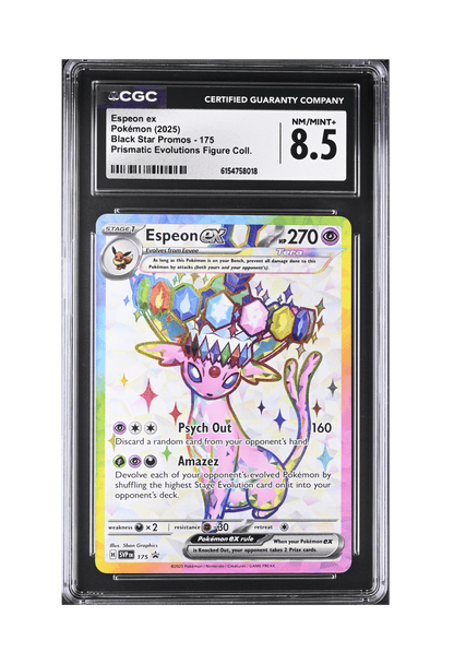 BuyGradedCards ESPEON EX PROMO SVP175 CGC NM/MINT+ 8.5 - Prismatic Evolutions Premium Figure Collection Black Star Promo 2025