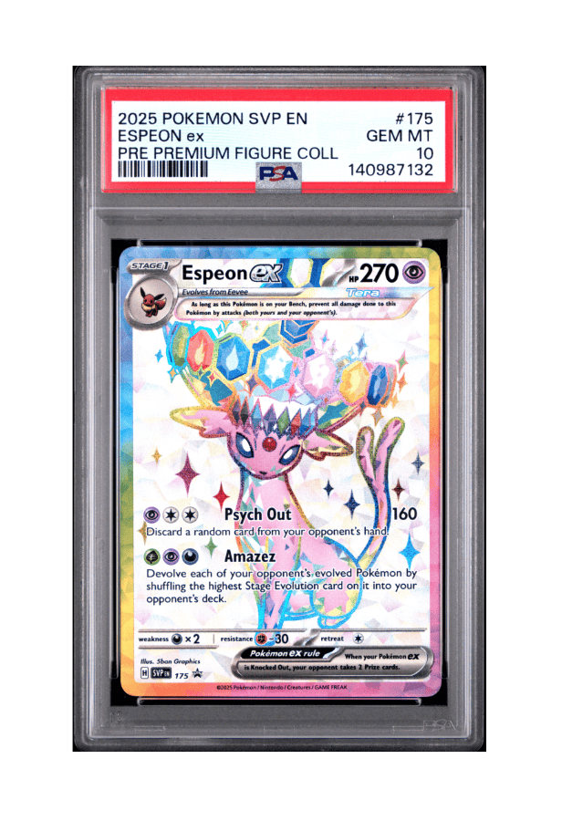 BuyGradedCards ESPEON EX PROMO SVP175 PSA GEM MINT 10 - Prismatic Evolutions Premium Figure Collection Black Star Promo 2025