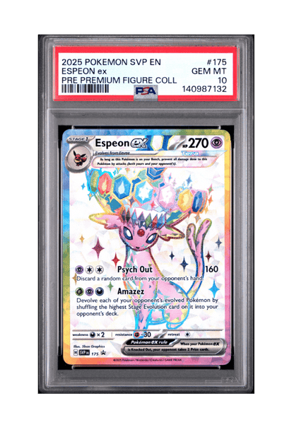 BuyGradedCards ESPEON EX PROMO SVP175 PSA GEM MINT 10 - Prismatic Evolutions Premium Figure Collection Black Star Promo 2025