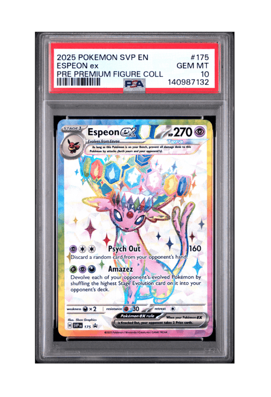 BuyGradedCards ESPEON EX PROMO SVP175 PSA GEM MINT 10 - Prismatic Evolutions Premium Figure Collection Black Star Promo 2025