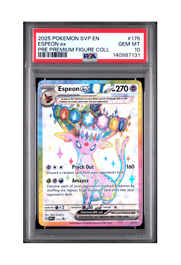 BuyGradedCards ESPEON EX PROMO SVP175 PSA GEM MINT 10 - Prismatic Evolutions Premium Figure Collection Black Star Promo 2025