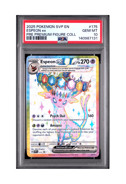 BuyGradedCards ESPEON EX PROMO SVP175 PSA GEM MINT 10 - Prismatic Evolutions Premium Figure Collection Black Star Promo 2025