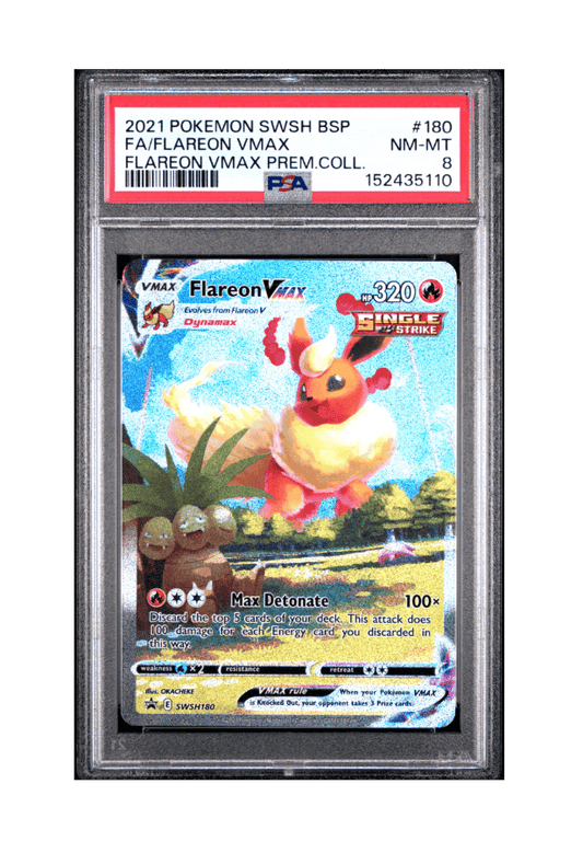 BuyGradedCards FLAREON VMAX PROMO SWSH180 PSA NM-MT 8 - Premium Collection Black Star Promo 2021