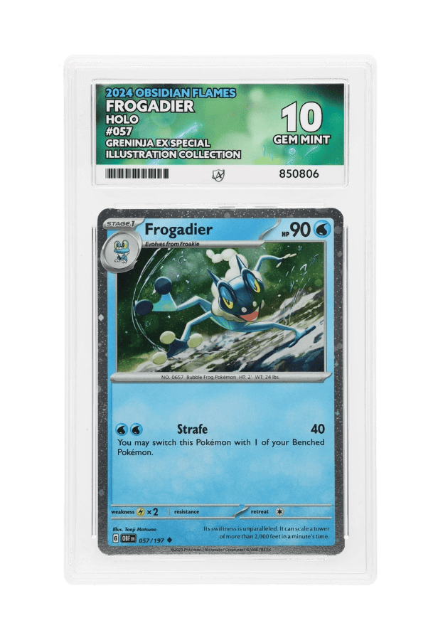 BuyGradedCards FROGADIER HOLO 057/197 ACE GEM MINT 10 - Obsidian Flames Greninja EX Special Illustration Collection 2024