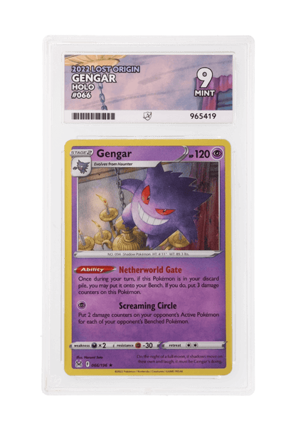 BuyGradedCards GENGAR HOLO 066/196 ACE MINT 9 - Lost Origin 2022