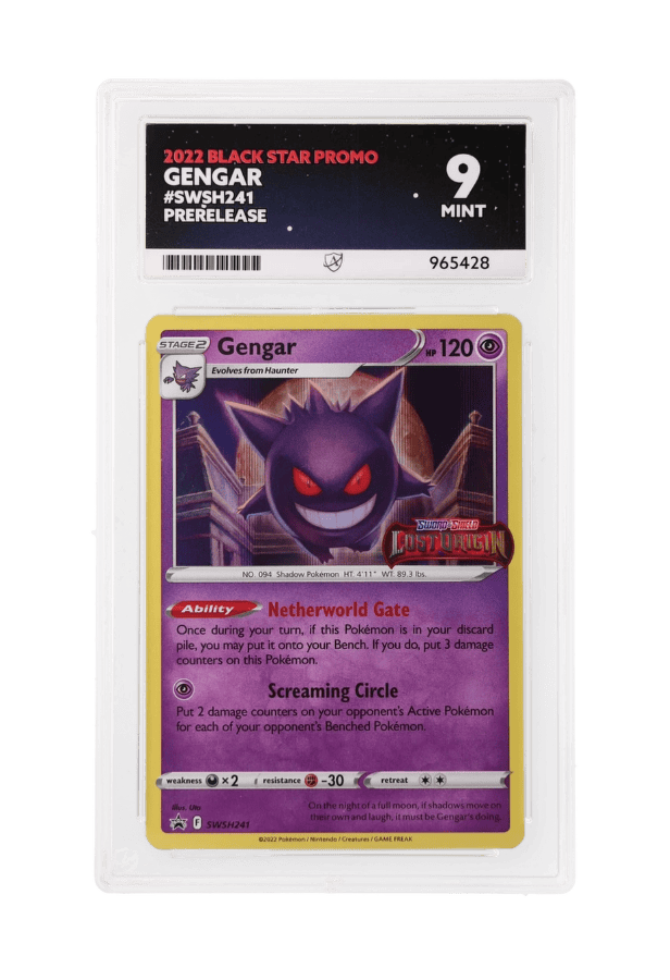 BuyGradedCards GENGAR SWSH241 ACE MINT 9 - Lost Origin Pre Release Black Star Promo 2022