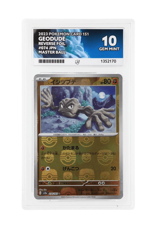 BuyGradedCards GEODUDE MASTERBALL REVERSE HOLO 074/165 ACE GEM MINT 10 - Pokemon Japanese 151 2023