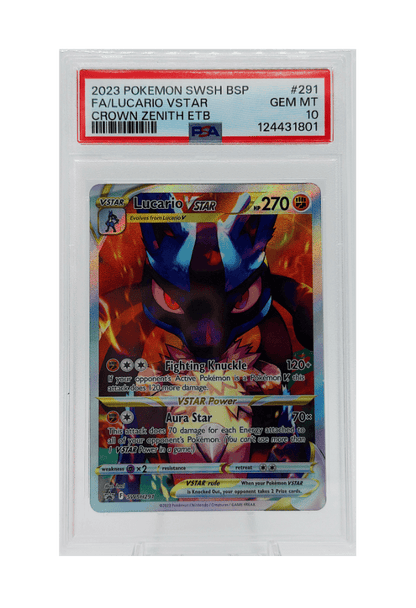 BuyGradedCards LUCARIO VSTAR SWSH291 PSA GEM MINT 10 - Crown Zenith ETB Black Star Promo 2023