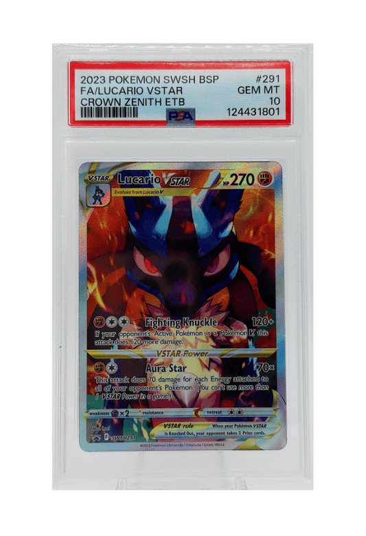 BuyGradedCards LUCARIO VSTAR SWSH291 PSA GEM MINT 10 - Crown Zenith ETB Black Star Promo 2023