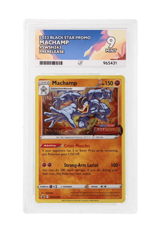 BuyGradedCards MACHAMP SWSH243 ACE MINT 9 - Lost Origin Pre Release Black Star Promo 2022