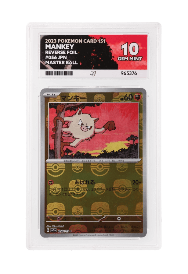 BuyGradedCards MANKEY MASTERBALL REVERSE HOLO 056/165 ACE GEM MINT 10 - Pokemon Japanese 151 2023