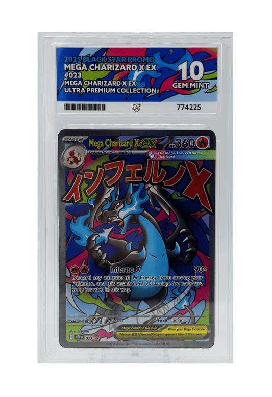 BuyGradedCards MEGA CHARIZARD X EX MEP023 ACE GEM MINT 10 - Mega Charizard X EX Ultra Premium Collection Black Star Promo 2025