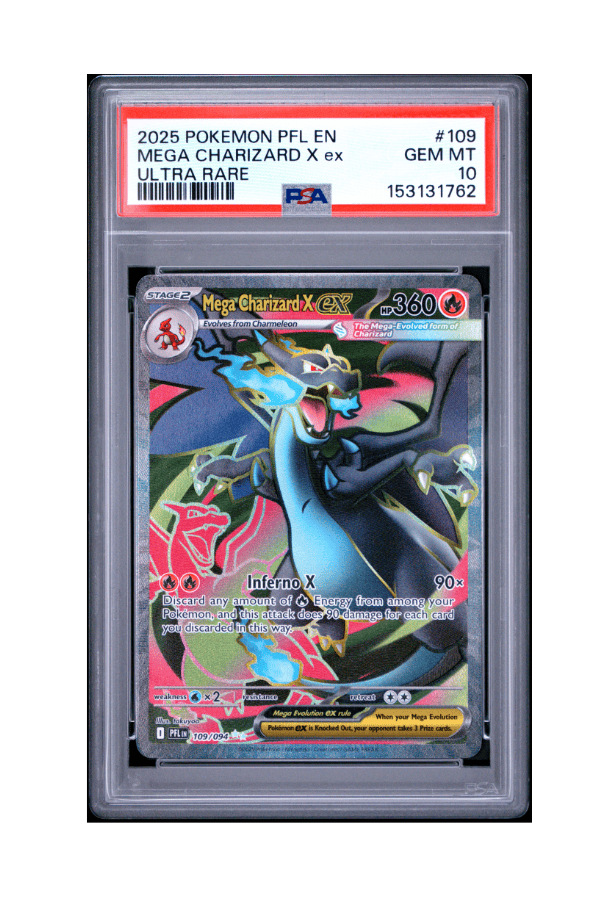 BuyGradedCards MEGA CHARIZARD X EX UR 109/094 PSA GEM MINT 10 - Phantasmal Flames 2025