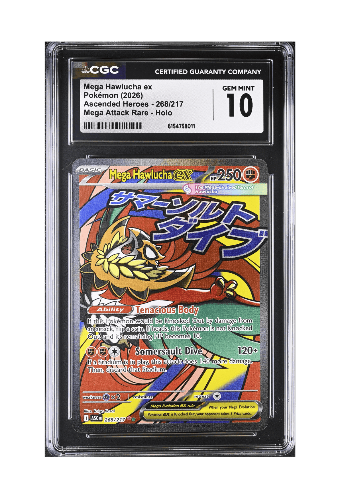BuyGradedCards MEGA HAWLUCHA EX MA 268/217 CGC GEM MINT 10 - Ascended Heroes 2026