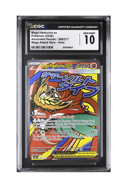 BuyGradedCards MEGA HAWLUCHA EX MA 268/217 CGC GEM MINT 10 - Ascended Heroes 2026