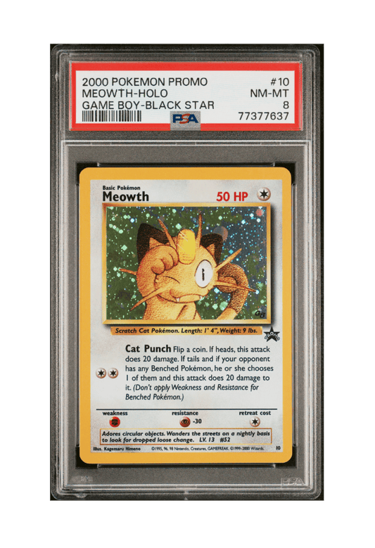 BuyGradedCards MEOWTH HOLO 10 PSA NM-MT 8 - Game Boy Black Star Promo 2000