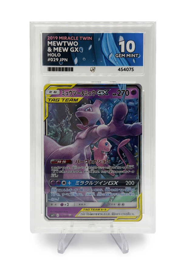 BuyGradedCards MEWTWO & MEW GX 029/094 ACE GEM MINT 10 - Miracle Twin 2019