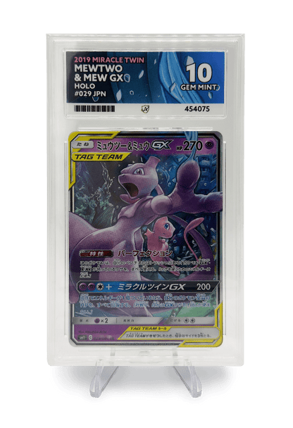 BuyGradedCards MEWTWO & MEW GX 029/094 ACE GEM MINT 10 - Miracle Twin 2019