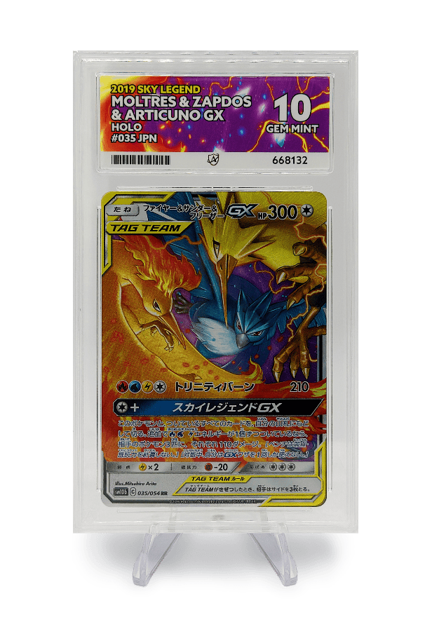 BuyGradedCards MOLTRES & ZAPDOS & ARTICUNO GX 035/054 ACE GEM MINT 10 - Sky Legend 2019