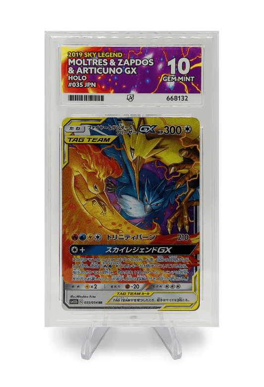 BuyGradedCards MOLTRES & ZAPDOS & ARTICUNO GX 035/054 ACE GEM MINT 10 - Sky Legend 2019