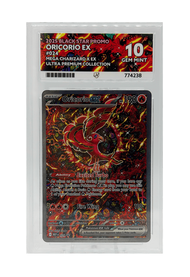 BuyGradedCards ORICORIO EX MEP024 ACE GEM MINT 10 - Mega Charizard X EX Ultra Premium Collection Black Star Promo 2025