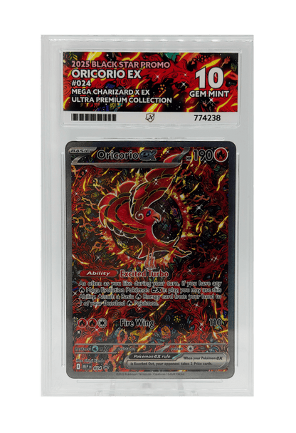 BuyGradedCards ORICORIO EX MEP024 ACE GEM MINT 10 - Mega Charizard X EX Ultra Premium Collection Black Star Promo 2025