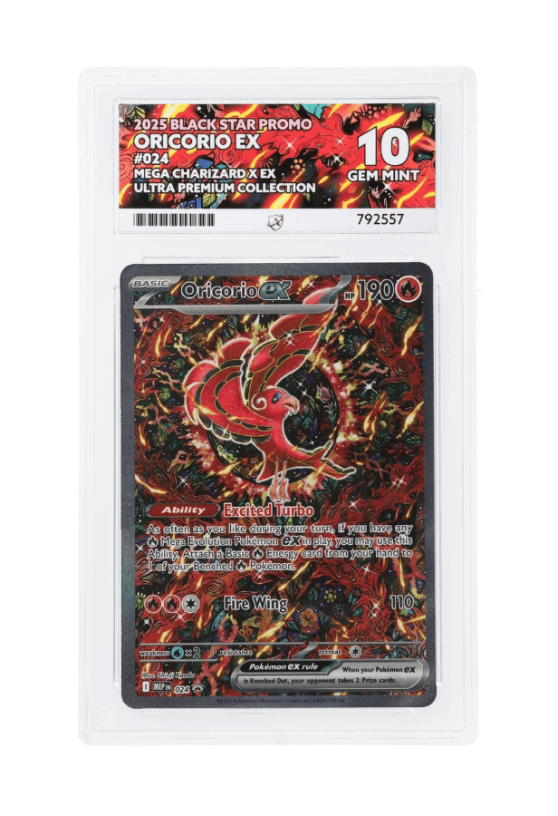 BuyGradedCards ORICORIO EX MEP024 ACE GEM MINT 10 - Mega Charizard X EX Ultra Premium Collection Black Star Promo 2025