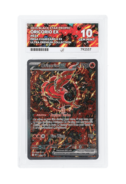 BuyGradedCards ORICORIO EX MEP024 ACE GEM MINT 10 - Mega Charizard X EX Ultra Premium Collection Black Star Promo 2025