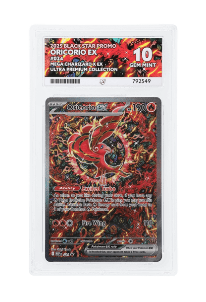 BuyGradedCards ORICORIO EX MEP024 ACE GEM MINT 10 - Mega Charizard X EX Ultra Premium Collection Black Star Promo 2025