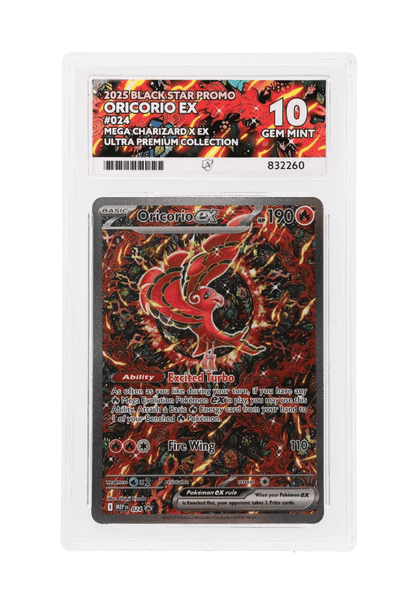 BuyGradedCards ORICORIO EX MEP024 ACE GEM MINT 10 - Mega Charizard X EX Ultra Premium Collection Black Star Promo 2025