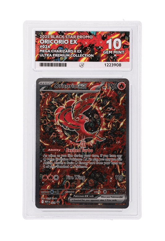 BuyGradedCards ORICORIO EX MEP024 ACE GEM MINT 10 - Mega Charizard X EX Ultra Premium Collection Black Star Promo 2025